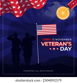 Veterans Day Background Design. Banner, Poster, Greeting Card. Vector Illustration.