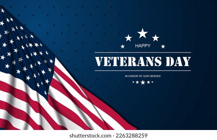 Veterans Day background design with in honor of our heroes text vector illustration. 