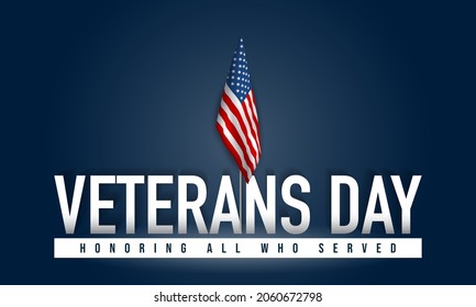 Diseño de fondo del Día de los Veteranos. Honrando a todos los que sirvieron. Cartel, afiche, tarjeta de felicitación. Ilustración vectorial.