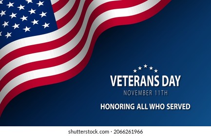 Veterans Day Background Design. Honoring all who served. Banner, Poster, Greeting Card. Vector Illustration.
