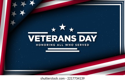 Veterans Day Background Design. Honoring all who served. Banner, Poster, Greeting Card. Vector Illustration.