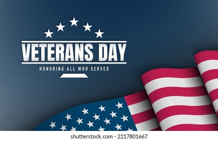 Veterans Day Background Design. Honoring all who served. Banner, Poster, Greeting Card. Vector Illustration.