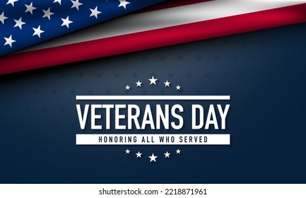 Veterans Day Background Design. Honoring all who served. Banner, Poster, Greeting Card. Vector Illustration.