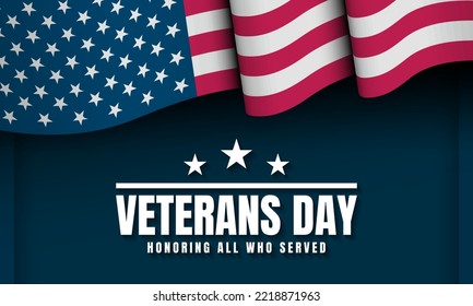 Veterans Day Background Design. Honoring all who served. Banner, Poster, Greeting Card. Vector Illustration.