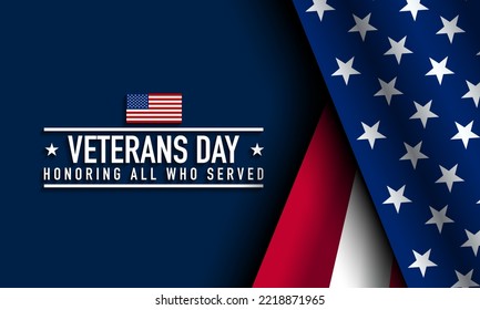 Veterans Day Background Design. Honoring all who served. Banner, Poster, Greeting Card. Vector Illustration.