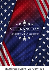 Veterans day background with flag of United States. National holiday of the USA. Vector illustaration.