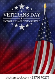 Veterans day background with flag of United States. National holiday of the USA. Vector illustaration.