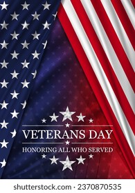 Veterans day background with flag of United States. National holiday of the USA. Vector illustaration.