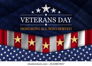 Veterans day background with flag of United States. National holiday of the USA. Vector illustration.