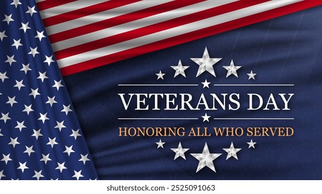 Veterans day background with flag of United States. National holiday of the USA. Vector illustration.