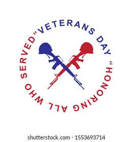 veterans day background ,flag ,weapons and helmets. red and blue color