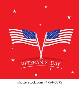 Veteran's day background with a pair of american flags, Vector illustration