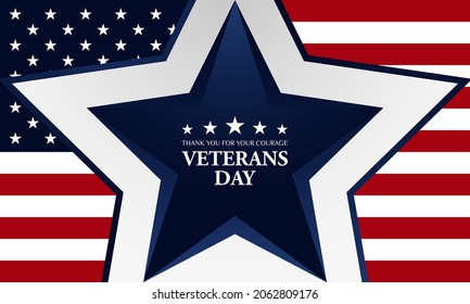 Veterans Day Background Poster. November 10. With USA flag, and copy space area. Premium and luxury illustration vector design