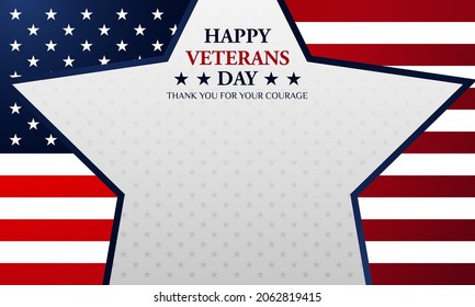 Veterans Day Background Poster. November 10. With USA flag, and copy space area. Premium and luxury illustration vector design