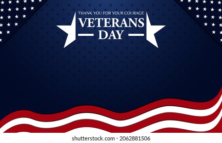 Veterans Day Background Poster. November 10. With USA flag, and copy space area. Premium and luxury illustration vector design