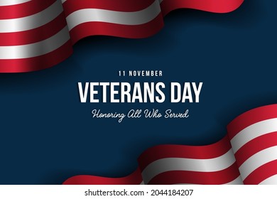 veterans day background with realistic american flag. honoring all who served