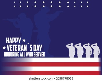 Veterans day background with silhouette of soldier, warrior and copy space area. Suitable to place on content with that theme, social media posts, mobile apps, banner design and internet ads.