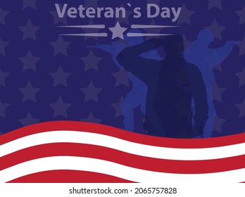 Veterans day background with silhouette soldier and copy space area.