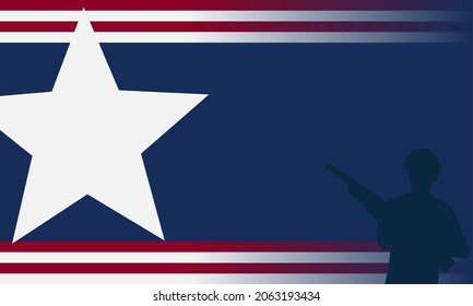 Veterans Day Background with Silhouette of a veteran soldier, and Copy Space Area. Suitable to be placed on content with that theme. 