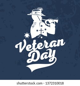 Аnzac veterans day background with soldiers blowing trumpet