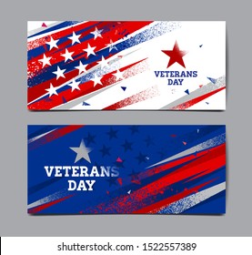 Veterans day background, USA  flag , Vector abstract grunge, Template Banner.