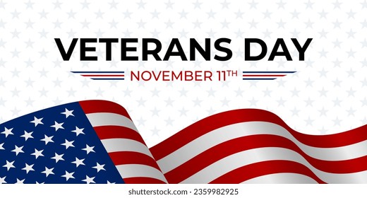 Veterans Day background with USA flag. Waving USA flag Veterans Day. American flag for Veterans Day in november. Poster of happy Veterans Day
