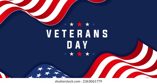 Veterans day background with USA flag and shadow
