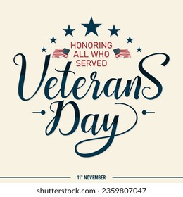 Veterans Day background vintage style emblem template background. Vector illustration