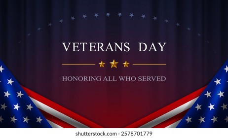 Veterans day banner background and flag of United States. National holiday of the USA