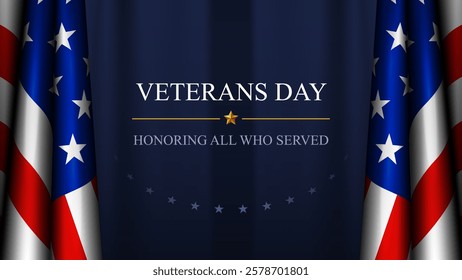 Veterans day banner background and flag of United States. National holiday of the USA