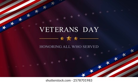 Veterans day banner background and flag of United States. National holiday of the USA