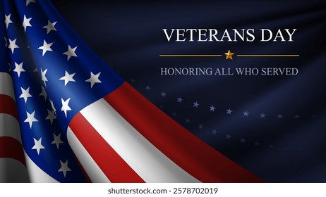 Veterans day banner background and flag of United States. National holiday of the USA