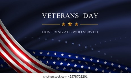 Veterans day banner background and flag of United States. National holiday of the USA