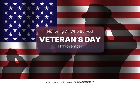 veteran's day banner design with american flag background. vector illustration