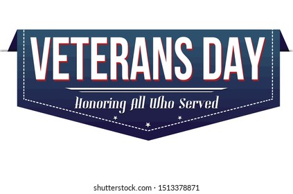 Veterans day banner design on white background, vector illustration