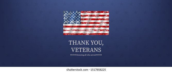 Veterans day banner or poster. Vector illustration