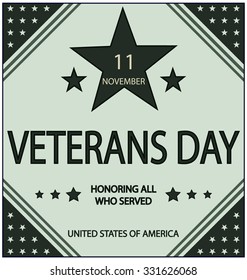 Veterans day card or background. Vector Illustration.