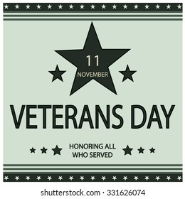 Veterans day card or background. Vector Illustration.