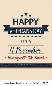 Veterans day card or background. vector illustration.
