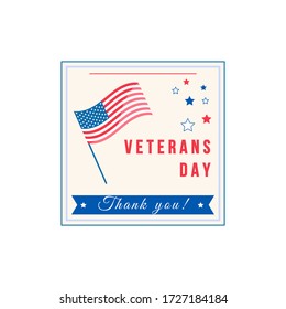 Veterans Day celebration flat color vector badge. Served USA military soldier. American national holiday sticker. US special ceremony patch. Civil War memory day isolated design element