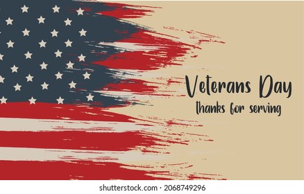 Veterans Day celebration illustration. Liberty statue on HD background banner. Remember and honor.