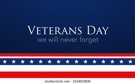 Veterans Day celebration illustration. US flag on HD background banner. Remember and honor.