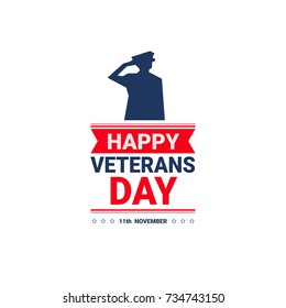 Veterans Day Celebration National American Holiday Icon Greeting Card With Usa Flag Vector Illustration