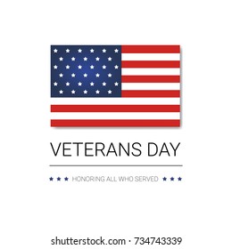 Veterans Day Celebration National American Holiday Banner With Usa Flag Vector Illustration