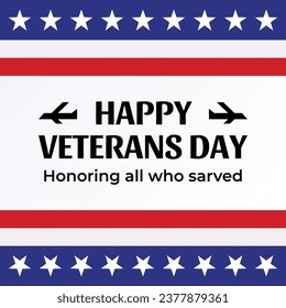 veterans day celebration poster, american flag vector. design for banner, greeting card, flyer, social media, web.
