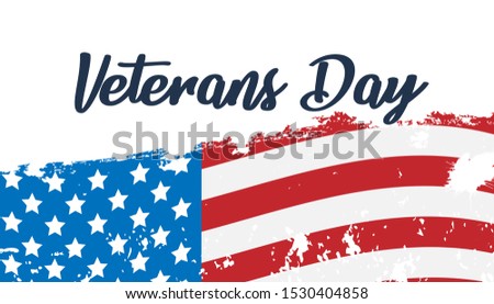 Veterans Day celebration poster with Typewritten text and US flag