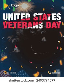 Veterans day celebration promotion template design | Hand drawn flat veteran's day social media sale banner or instagram post promotion template | Realistic veterans day concept with social media post