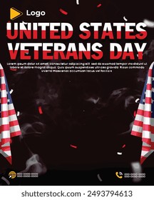 Veterans day celebration promotion template design | Hand drawn flat veteran's day social media sale banner or instagram post promotion template | Realistic veterans day concept with social media post
