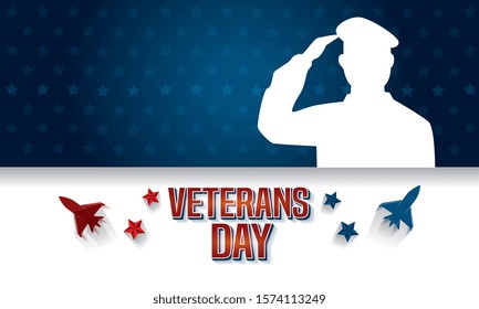 veterans day celebration with silhouette military and army planes vector illustration design