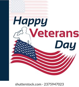 Veterans Day celebration text for the USA. Design with text 11th of November, Veterans Day, honoring all veterans